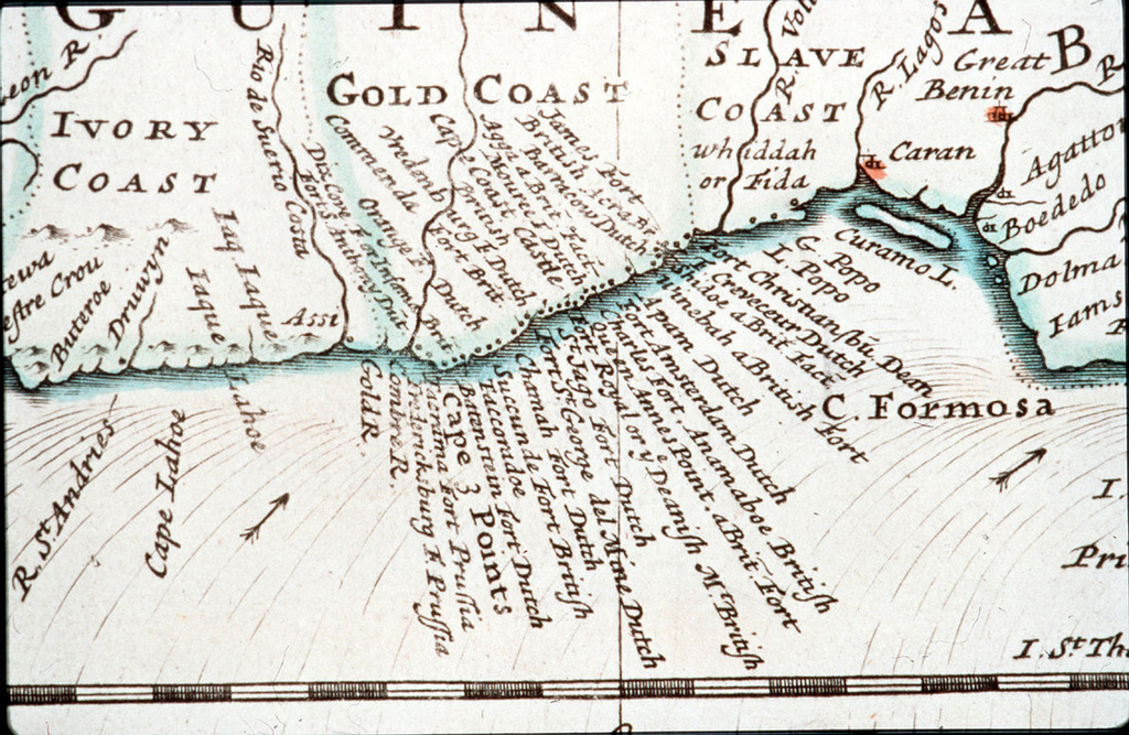 Old map of the Gold Coast and Slave Coast